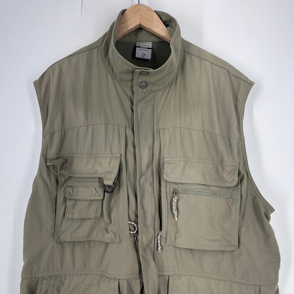 Columbia GRT Mens XXL Olive Green Multi-Pocket Utility Fishing Hiking Gear Vest - Picture 3 of 14